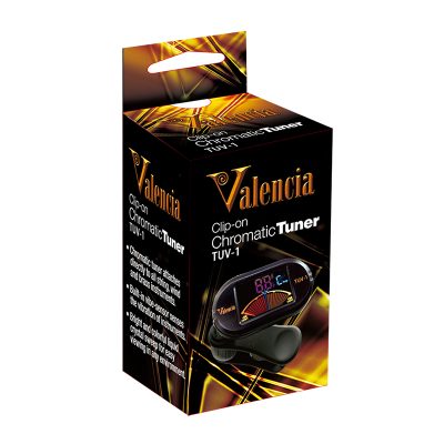 Valencia Clip On Chromatic Tuner Colour Display TUV1