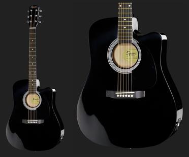Fender Squier Acoustic Guitar Cutaway Electronics SA-105CE  black 6-String, Right-Handed 930307021
